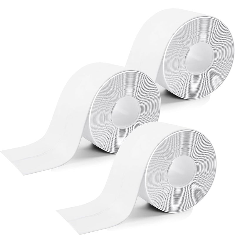 BHUCUTU 3 Rolls 1.5 Inch Caulk Tape Self Adhesive Toilet Caulking Strip Bathroom Sealing Caulk Strip Peel and Stick Bathtub Caulking Tape, 10.5 Feet Each Roll (White) - Image 1